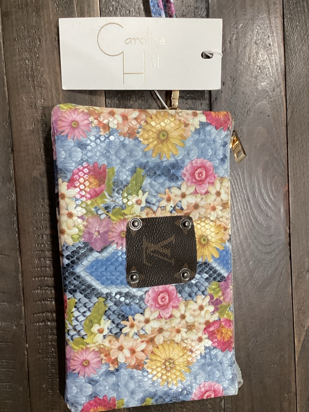 Caroline Hill Floral Blue Convertible Clutch‎ Wristlet